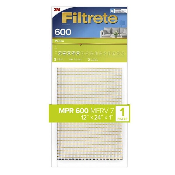 Scotch 12x24x1 Pollen Pleated Air Filter, MERV 7 CL20-4 - main